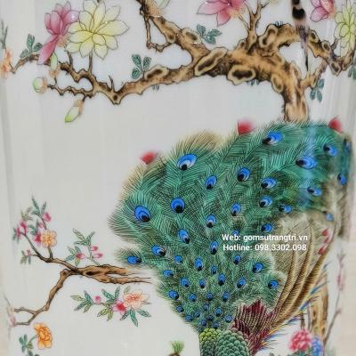 BÌNH SỨ HỌA TIẾT CHIM CÔNG